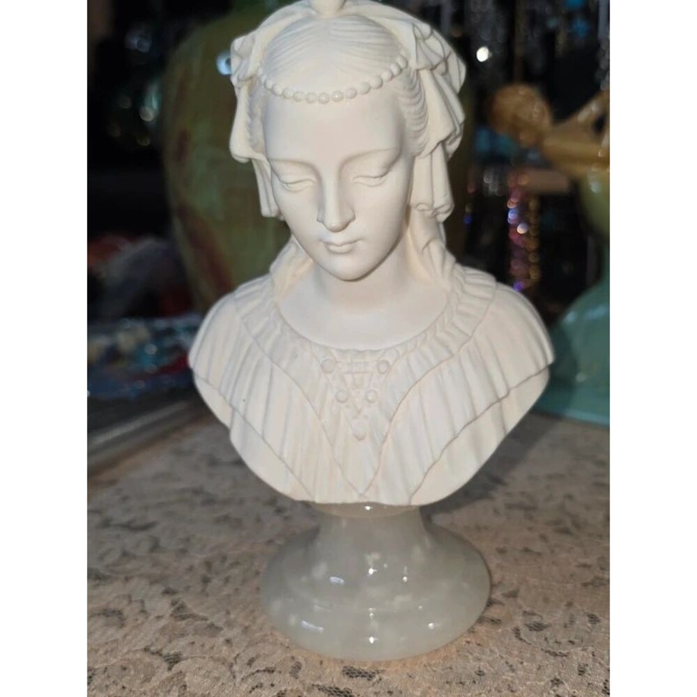 Vintage 1984 Arnoldo Giannelli "Angelica Maria" Bonded Alabaster Bust Sculpture